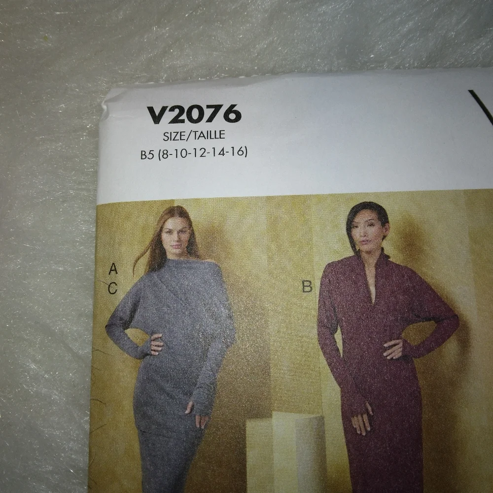 VOGUE V2076 Sz 8-16 Misses Knit Dress Top Worn Frontwards Or Backwards